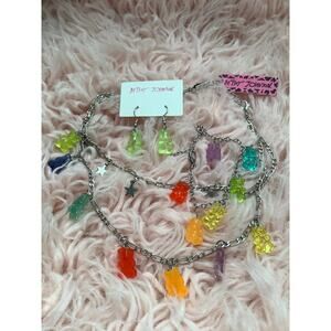 New  tag fashion jewelry gummy bears set 3  pieces earrings necklace bracelet